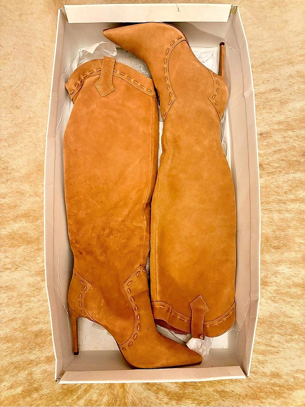 SCHUTZ Western-Inspired Heeled Boots in Brown Like New
